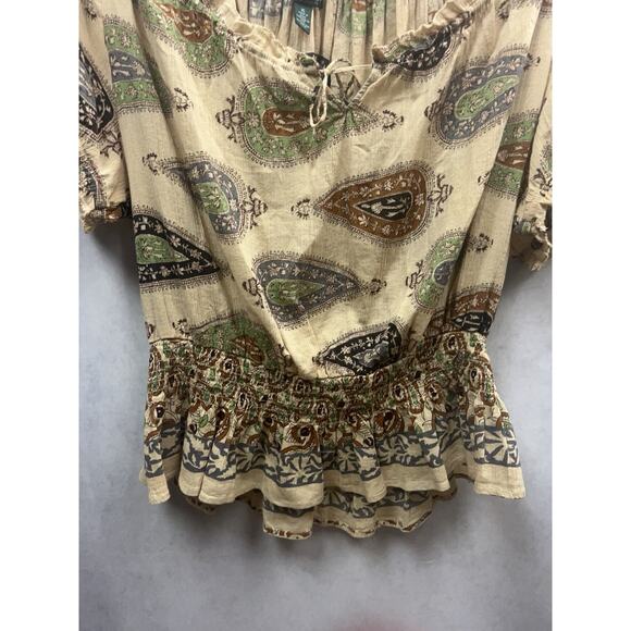 Ralph Lauren Jeans Co. Womens Paisley Ruffle Boho Floral Top Size XL 3/4 Sleeves - Picture 4 of 10